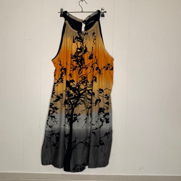 𝅺T22 Madison Paige II Fall Midi Dress Orange Black Ombre with tree shadow - Picture 12 of 13